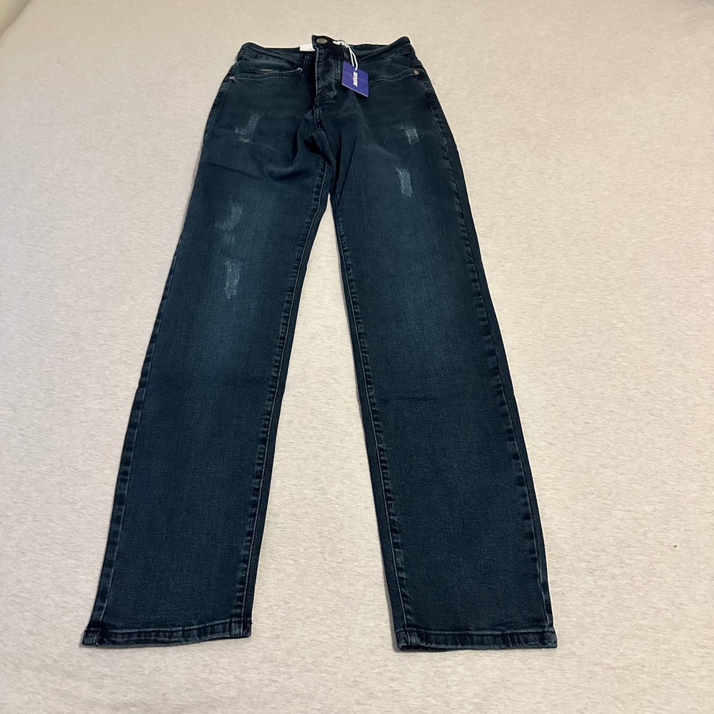 Sixth June Paris Mens Regular‎ Fit Distressed Dark Wash Blue Denim Jeans
